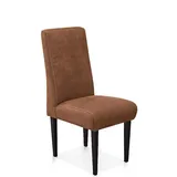CAVADORE Esszimmerstuhl Malm / Polsterstuhl für Küche oder Esszimmer in Lederoptik / Mit Kontrastnaht / Passend zur Küchengarnitur Malm / 48 x 103 x 62 / Mikrofaser: cognac