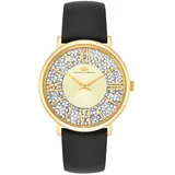 RHODENWALD & SÖHNE Quarzuhr Pamina in Gelbgold Echtleder Schwarz 36,0 mm Damen