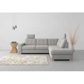 sit&more Ecksofa SIT & MORE "Quincy L-Form", silber, B:249cm H:82cm T:213cm, Sofas, Ecksofa, wahlweise mit Bettfunktion und Bettkasten