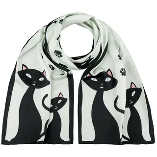 von Lilienfeld Seidenschal Schal 100% Seide Schwarze Katzen Kätzchen Maße 172 x 42 cm beige