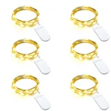 Gcstnn Micro LED Lichterkette, 6 x 20er Drahtlichterkette mit CR2032 Batterie betrieb Auf 2M Silberdraht Wasserdichte für Party, Weihnachten, Halloween, Lichter Flasche Dekoration (Warm weiß)