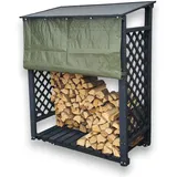 Promadino Kaminholzregal Speyer mit Wetterschutz 120 x 68 x 148 cm Anthrazit