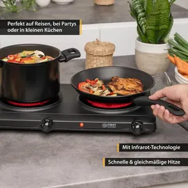 tzs-first-austria Kochplatte FA-5096-2, Infrarot-Doppelkochplatte, schwarz, 2500 Watt