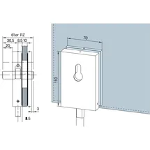 dorma glas Eckschloss SG PZ-vorgerichtet Alu Silber Eloxiert
