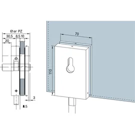 dorma glas Eckschloss SG PZ-vorgerichtet Alu Silber Eloxiert