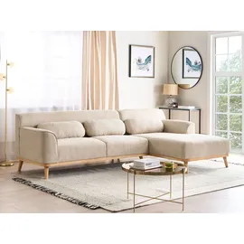 Beliani Ecksofa Cord Hellbeige linksseitig