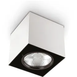 Ideal Lux Aufbaustrahler MOOD SQUARE QPAR111, 15x15cm, inkl. GU10 50W 2700K, schwenkbar, Weiß / innen schwarz IDEA-140933