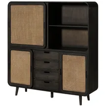 MASSIVMOEBEL24.DE Highboard Mango 150x40x160 dunkelgrau lackiert VALENCIA #211