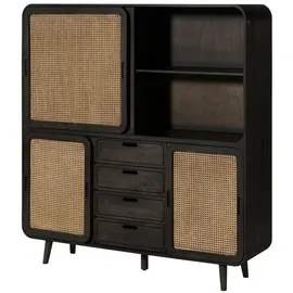 MASSIVMOEBEL24.DE Highboard Mango 150x40x160 dunkelgrau lackiert VALENCIA #211