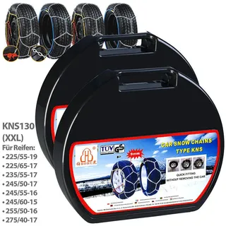 Lescars 2er-Set Schneeketten Größe XXL für Reifen 225/55 R19 u.v.m.