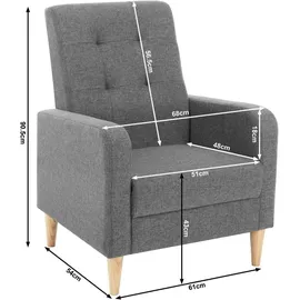 Woltu Ohrensessel grau 1-St 70 x 100 x 80 cm modern