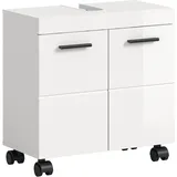 Waschbeckenunterschrank WELLTIME "AVON, Breite 60 cm, 2 Türen, 1 Einlegboden, 2 Fächer", weiß, weiß hochglanz, B:60cm H:58cm T:30cm, FSC-zertifizierter Holzwerkstoff, Schränke, Waschbeckenunterschrank, Badmöbel, Badschrank, Unterschrank, Waschtisch, Kommode, Bad