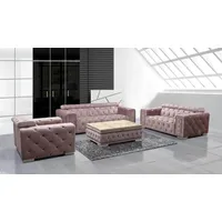 JVmoebel Chesterfield-Sofa Altrosa Chesterfield Sofa mit Velvet-Bezug und Holzfüßen, Packung, Made in Europa rosa