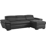 vente-unique Ecksofa Leder mit Schlaffunktion - Ecke Rechts - Anthrazit - JONOVA