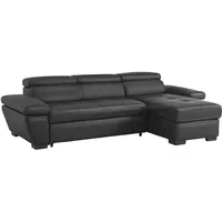 vente-unique Ecksofa Leder mit Schlaffunktion - Ecke Rechts - Anthrazit - JONOVA