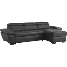 vente-unique Ecksofa Leder mit Schlaffunktion - Ecke Rechts - Anthrazit - JONOVA