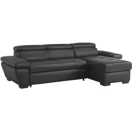 vente-unique Ecksofa Leder mit Schlaffunktion - Ecke Rechts - Anthrazit - JONOVA