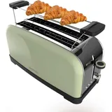 Cecotec Toastin' Time 1500 Green Vertikaltoaster, 1500 w, doppelter Langschlitz und 3,8 cm breiter Schlitz, obere Ringe, Edelstahl, automatisches