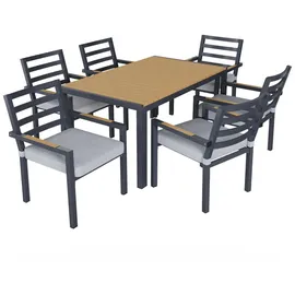 stilvora Garten-Essgruppe 6-tlg. Grau