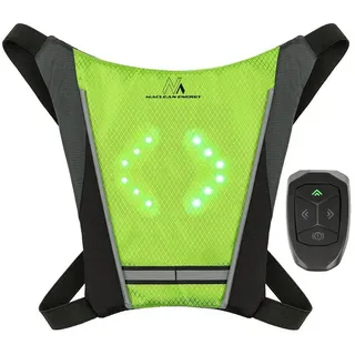Maclean Brackets Maclean MCE420 Sicherheitswarnweste mit LED Blinker Rucksack mit Einstellbaren Richtungsanzeigern Fernbedienung Laufen Radfahren USB Wiederaufladbar Fahrradweste Universale Größe