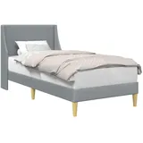 vidaXL Bettrahmen mit Kopfteil Hellgrau 100 x 200 cm Stoff
