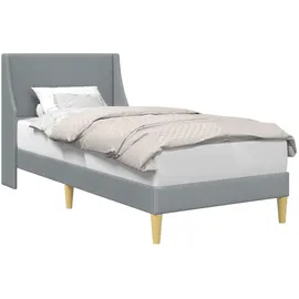 vidaXL Bettrahmen mit Kopfteil Hellgrau 100 x 200 cm Stoff