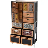 MCW Apothekerkommode MCW-L38, Schubladenschrank Kommode Regal Schubladen, Metall Tanne Holz, Vintage Shabby-Look 120x62x33cm