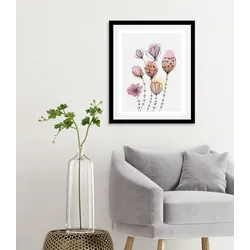 queence Bild »Faye«, Blumen-Blumenbilder-Pflanzen-Pflanzenbilder, (1 St.), gerahmt queence Farbe Rahmen: schwarz + Farbe Bild(er): rosa