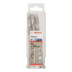 Metallbohrer HSS-Co, DIN 338, 10 x 87 x 133 mm, 5er-Pack