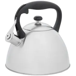 Wasserkessel RESTO KITCHENWARE "Gemini, Flötenkessel 3 l mit wärmespeicherndem Boden im Geschenkkarton", silber (silberfarben), H:24cm Ø:22cm, Töpfe, mit ergonomischem, wärmeableitenden Bakelit-Griff
