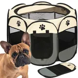 SPRINGOS Welpengehege mit Boden Welpenauslauf Faltbar Hunde Katzen Frettchen B x L x H: 81 x 81 x 58 cm für die Wohnung Hundeauslauf Hundebox Haustierkäfig