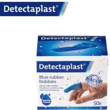 Detectaplast Gummifingerlinge, HACCP-geprüft, Fingerlinge aus Gummi, ideal in feuchten Umgebungen in Küchen und Gastronomie, 1 Packung = 50 Stück