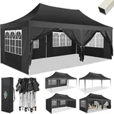 COBIZI Pavillon 3x6 Faltpavillon Wasserdicht Stabil mit 6 Seitenteilen Kegelförmig Partyzelt 3 Höhenverstellbar UV-Schutz Tragetasche Zelthering, Seile für Garten, Hochzeiten, Markt, Freien Event