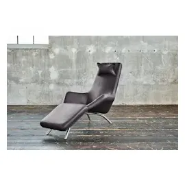 KAWOLA Relaxliege CAVAL Leder dunkelgrau