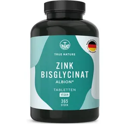 True Nature® Zink Bisglycinat Tabletten (Premium Markenrohstoff Albion®) - 1 Jahr Vorrat 365 St