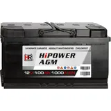 HR HiPower AGM Autobatterie 100Ah 12V 1000A/EN VRLA Start-Stop geeignet, Lange Lebensdauer dank geringer Selbstentladung