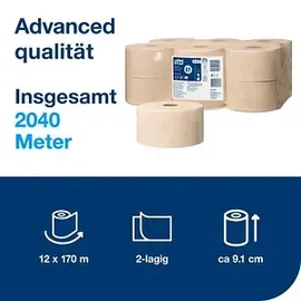 TORK Mini Jumbo Toilettenpapier 2-lagig 12 x 170 m