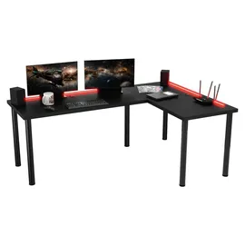 Möbelsystem L-förmiger Gaming Desk mit LED-Beleuchtung schwarz