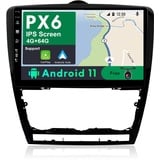 JOYX Navi JOYX PX6 Android 11 Doppel-Din Autoradio passend für SKODA OCTAVIA 2007-2014 € 4G+64G€ Rückfahrkamera Canbus FREE - 10,1 Zoll - Mit Lenkradsteuerung Dab 4G WiFi Carplay Bluetoo