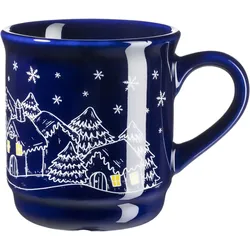 Becher MÄSER "Glühweinbecher mit weihnachtlichem Motiv, aus Steinzeug", blau, B:11cm H:8,5cm Ø:8cm, Steinzeug, Trinkgefäße, 12er Set