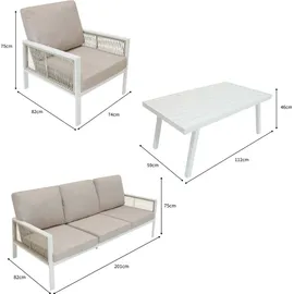 MONSTER SHOP Gartenmöbel Set 4-teilig Loungeset weiß