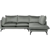 Carryhome Ecksofa, Grau, Metall, 4-5-Sitzer, Füllung: Schaumstoff, Silikon, Ottomane rechts, L-Form, 241x200 cm, Made in EU, Stoffauswahl, planbar, seitenverkehrt erhältlich, Rücken echt, Wohnzimmer, Sofas & Couches, Wohnlandschaften, Ecksofas