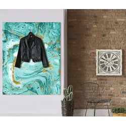 queence Garderobenleiste »Hardy«, Wand Garderobe, Marmor Optik, Gold, Glitzer, platzsparend queence türkis/goldfarben