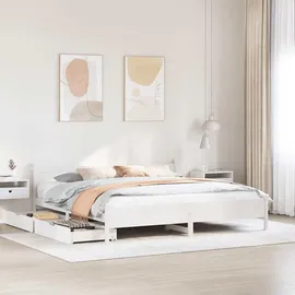 vidaXL Massivholzbett 180 x 200 cm Weiß