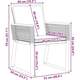 vidaXL Gartenstuhl 59 x 68,3 x 52,2 cm schwarz 4 St.