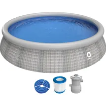 Avenli Pool grau Kunststoff, Grafikmuster, 7,280 L, rund 396x84x396 cm Freizeit, Pools und Wasserspaß, Pools