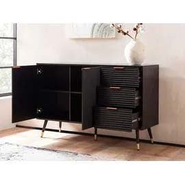 FineBuy Sideboard 120 x 80 x 40 cm Schwarz / Eiche Dekor