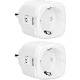 Alecto SMART-PLUG20 - Smarter WLAN-Zwischenstecker mit Stromzähler, 16 A, 3680 W, 2er-Pack, Weiß