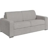 Vente-unique - Schlafsofa mit Matratze 3-Sitzer - Liegefläche Lattenrost mit breiten Latten 140 cm - Matratze 22 cm - Bouclé-Stoff - Hellgrau - calito