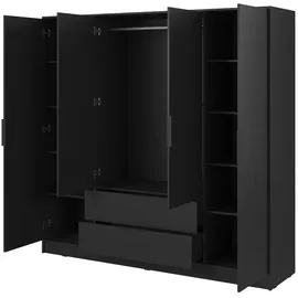 masseno Drehtürenschrank CATERINA 206 x 200 x 51 cm Schwarz